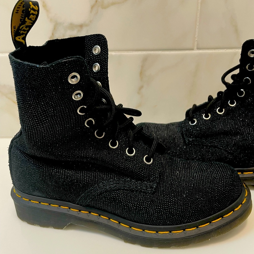 Shimmer Black Dr. Maartens!  Barely worn and in perfect condition!